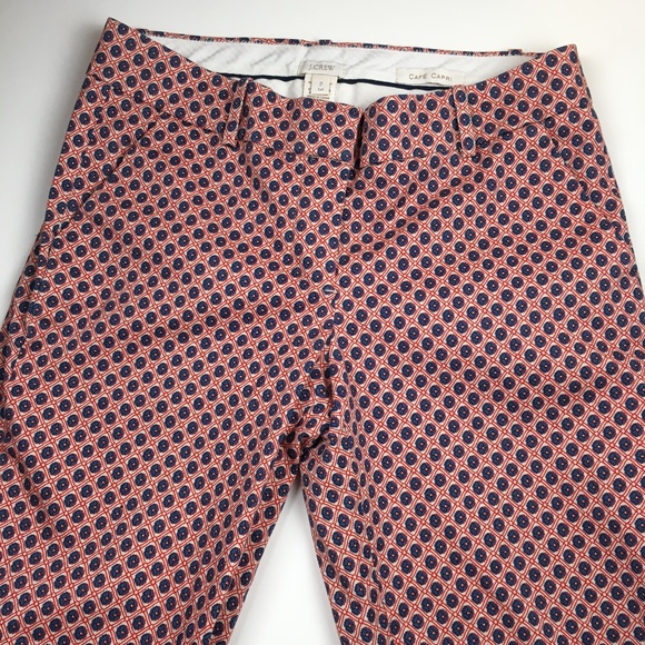 J Crew Pant Cafe Capri Red Blue Micro Floral Print - Picture 4 of 11